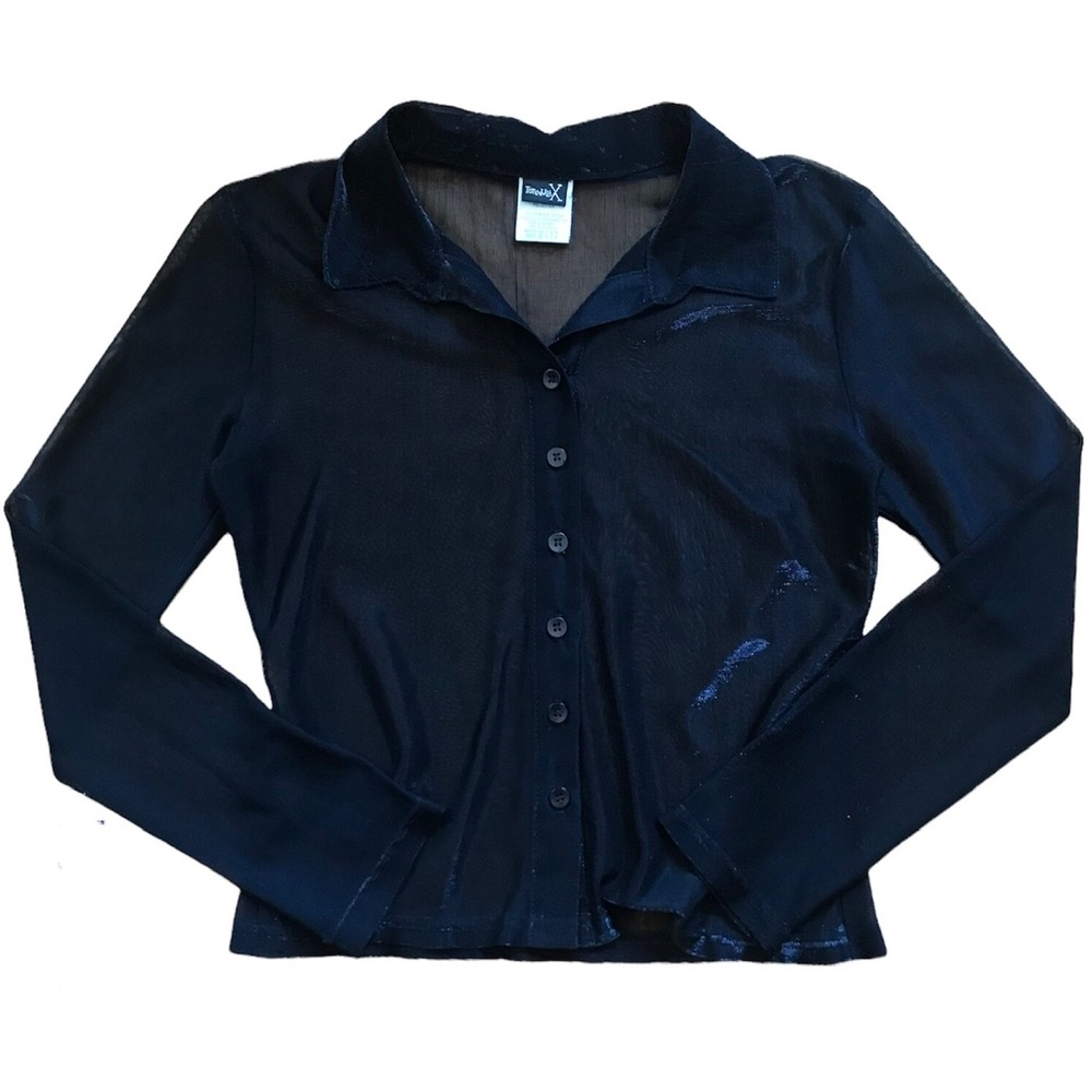 Sparkly Sheer Black Button Up - image 1